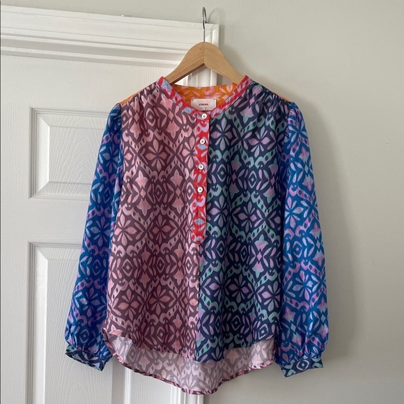 XiRENA Huntley Cotton & Silk Top in Fiesta Size Small - Picture 3 of 6